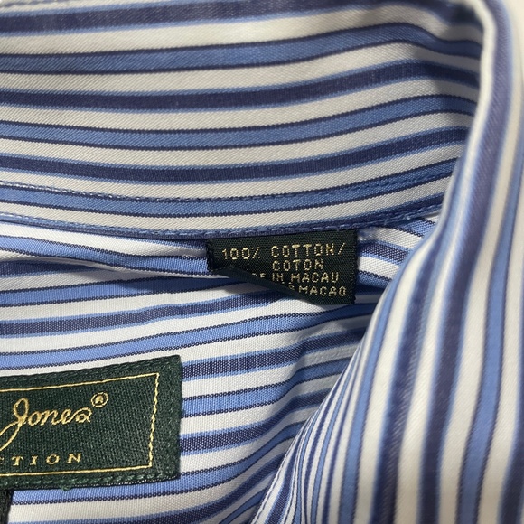 Bobby Jones 15.5 - 16 Medium Button Up Blue Stripe 100% Cotton Boone Valley - Picture 3 of 8